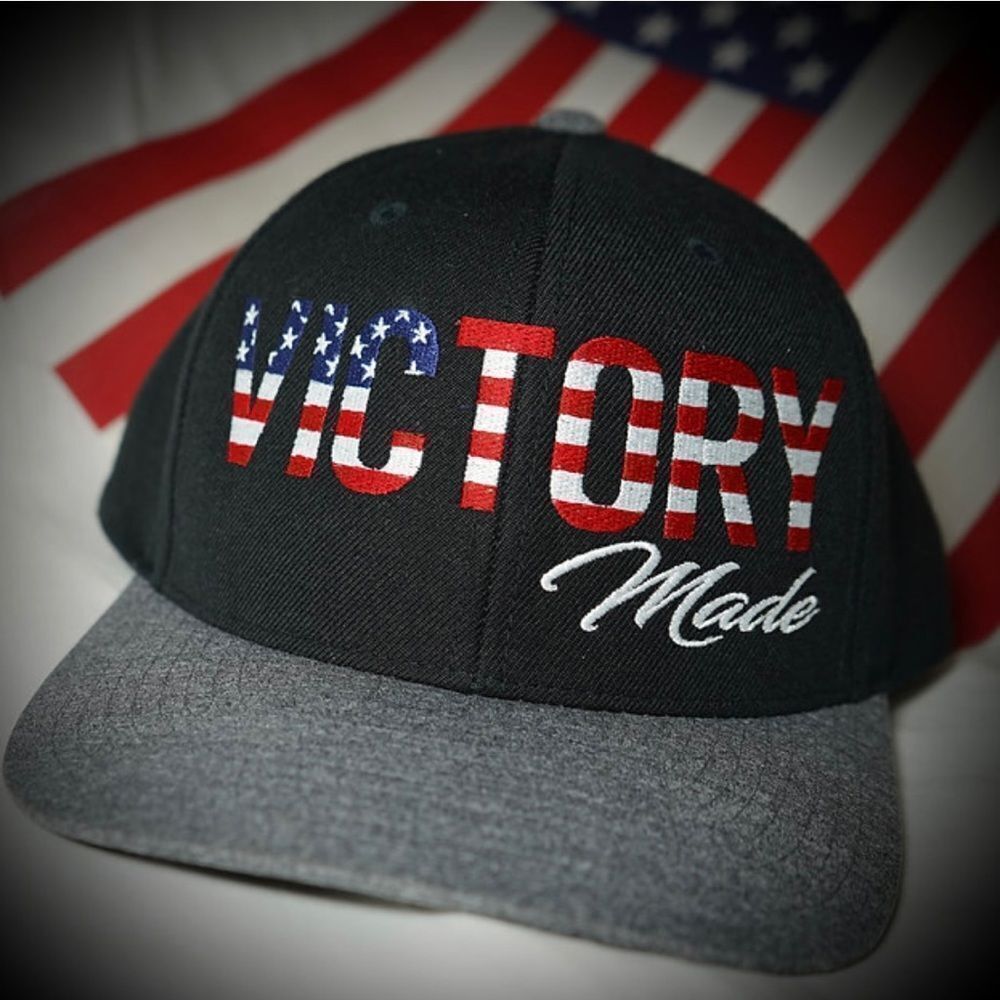 NWT Victory Made Patriot SnapBack Cap Hat Red White Blue and Black